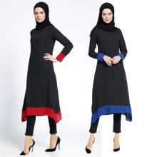 Vestido musulmán material de la gasa de la manga larga del vestido negro abaya de la moda que empalma